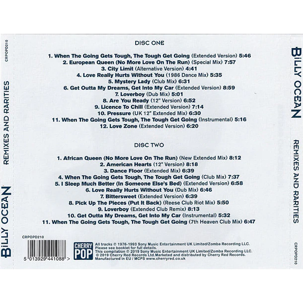 Billy Ocean – Remixes And Rarities - 2 CDs - Hecho En Europa - Nuevo Y Sellado 2