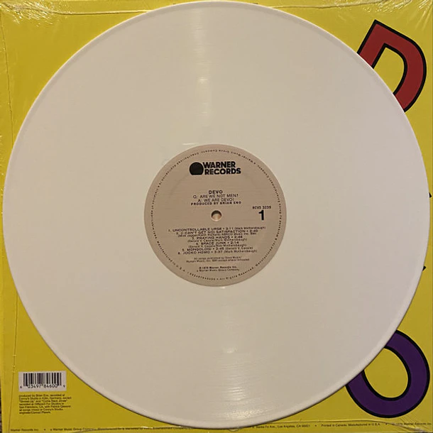 Devo – Q: Are We Not Men? A: We Are Devo! - LP Vinilo - Color Blanco - Edición Limitada - Impreso en Canadá y Fabricado En U.S.A. - Nuevo Y Sellado 3