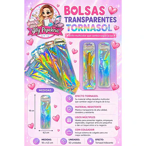 BOLSAS TRANSPARENTES TORNASOL 4,5 X 17 CM 