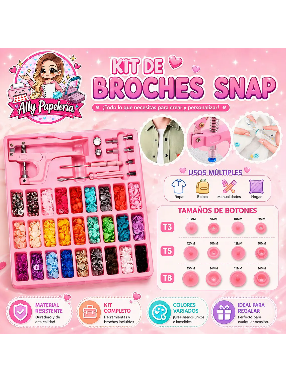 Remachadora Manual Para Broches Plásticos Snap 270pcs 1
