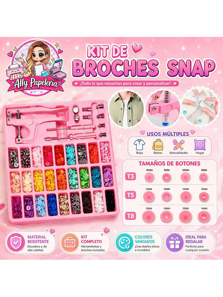 Remachadora Manual Para Broches Plásticos Snap 270pcs 1
