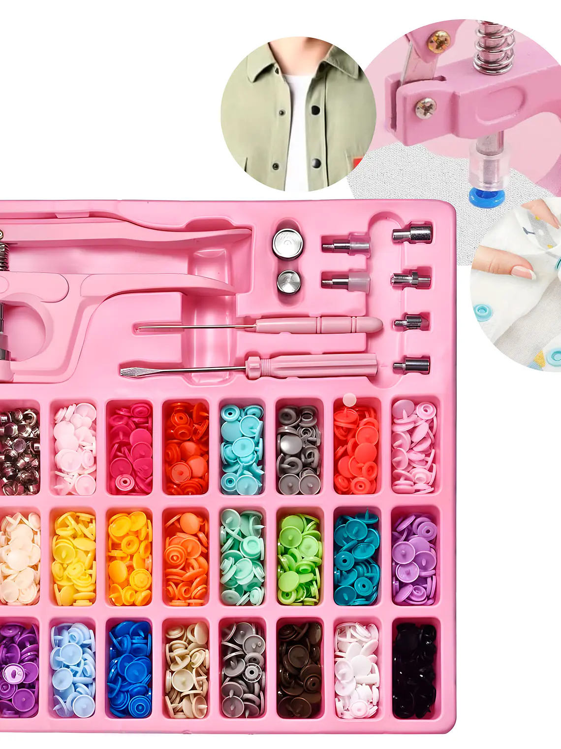 Remachadora Manual Para Broches Plásticos Snap 270pcs 3