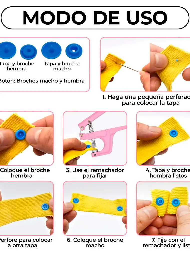 Remachadora Manual Para Broches Plásticos Snap 270pcs 4