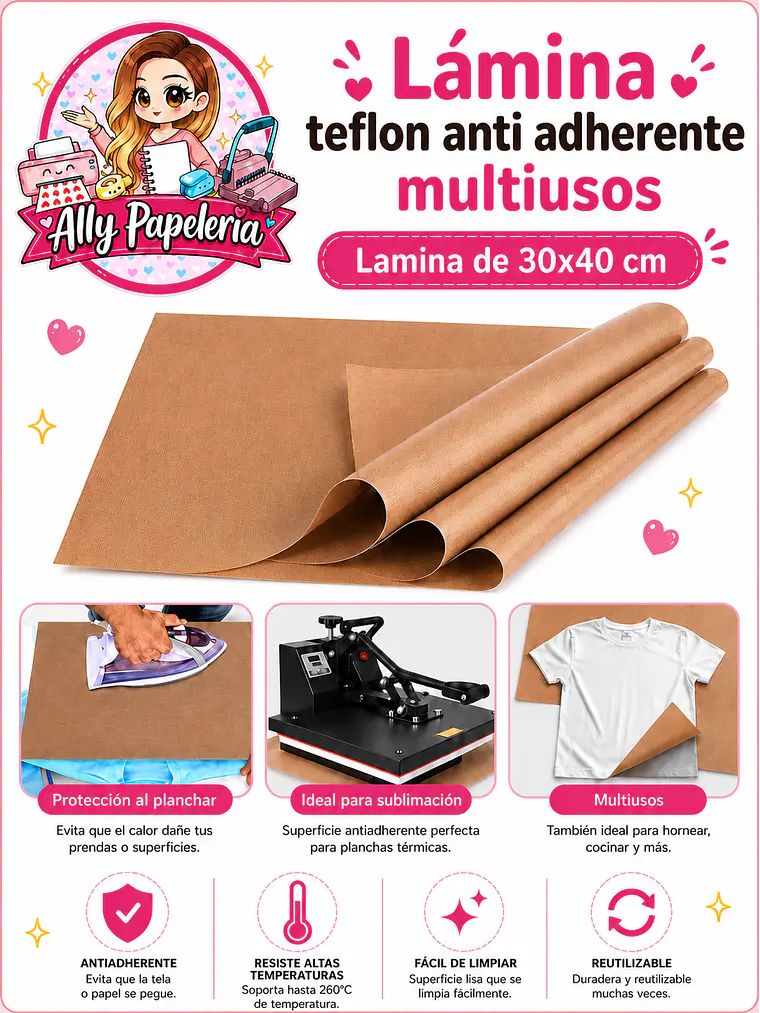 LÁMINA TEFLON ANTIADHERENTE 40x60 cm  2