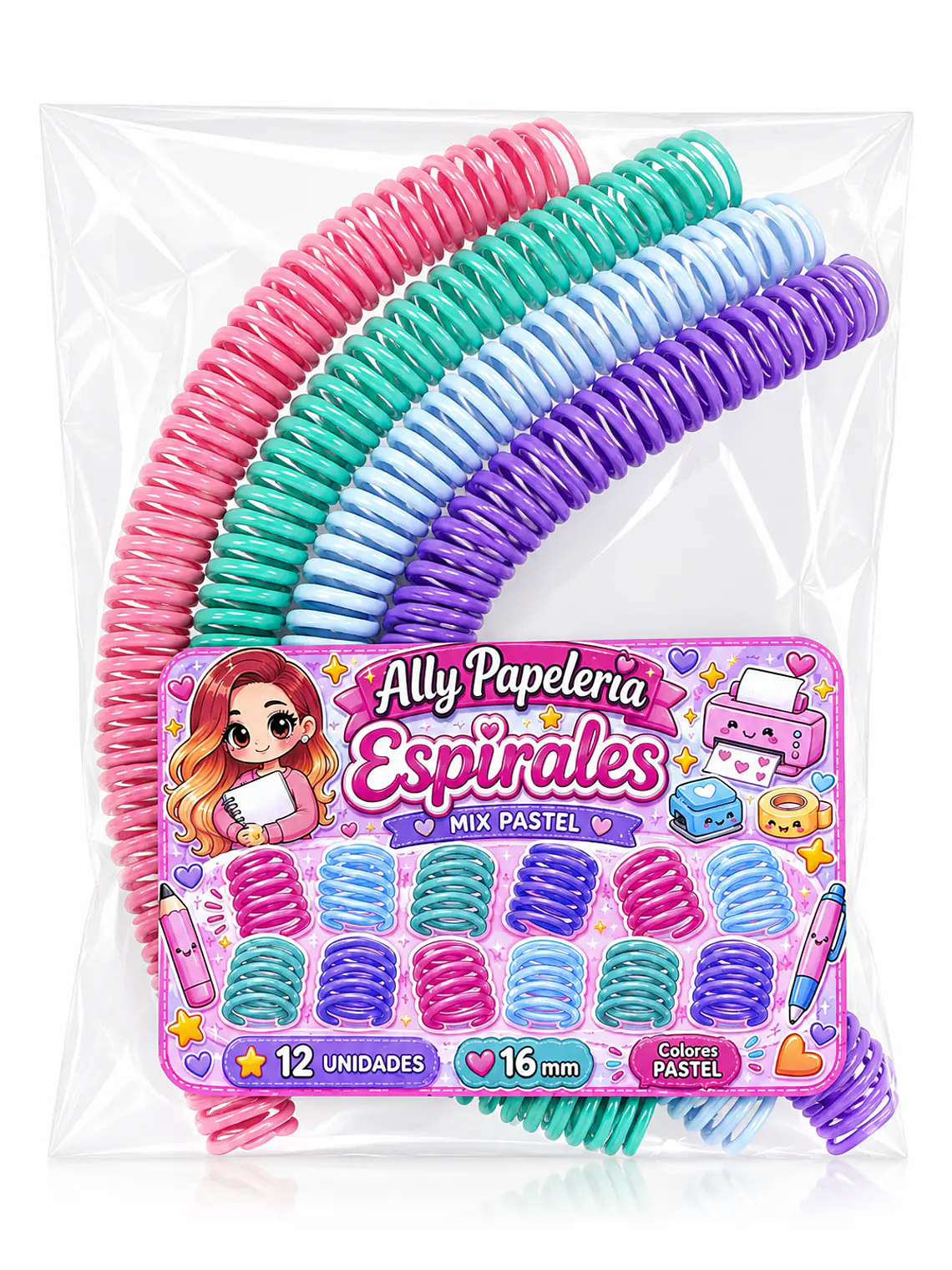 Espirales 16 mm colores pasteles  1