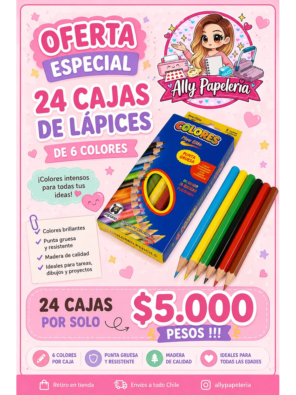 24 CAJAS DE LAPICES DE COLORES  1