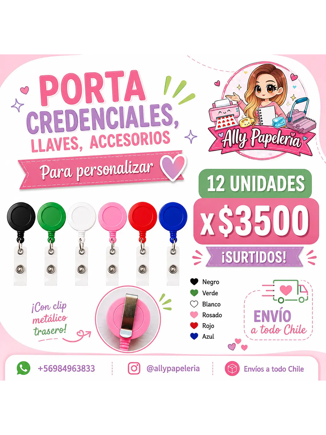 12 porta credencial tipo Yoyo  1