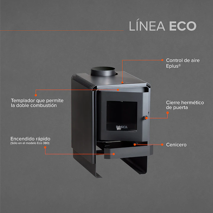 Estufa a Leña Bosca Eco 380 - 10,3 KW 7