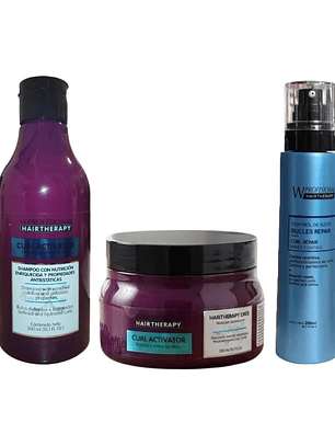 Hair Therapy | Curl Activator | Kit Shampoo + Mascara + Crema  
