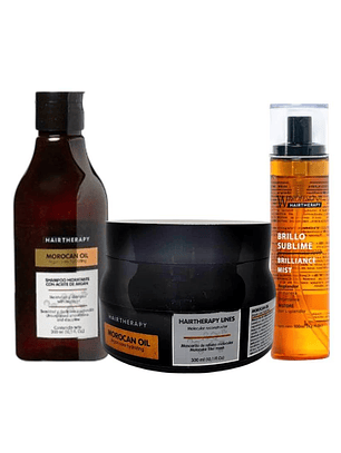 Hair Therapy | Morocan Oil | Kit Shampoo + Mascara + Brillo