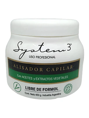 System 3 | Alisador Capilar Libre De Formol Con Aceite De 450g