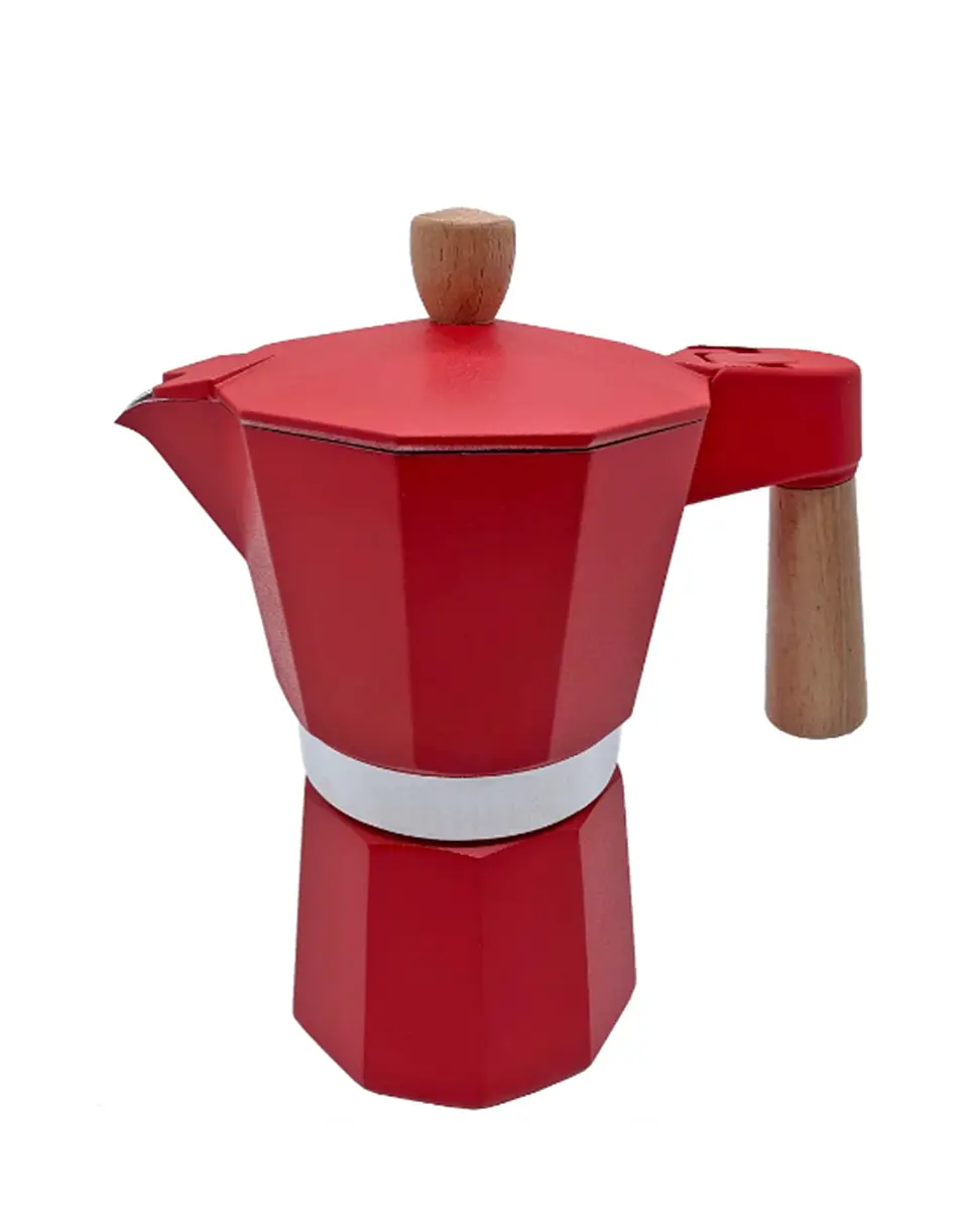 Cafetera Italiana Moka 3 tazas espresso 150 ml roja 1
