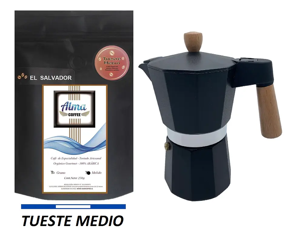 Pack Cafetera Italiana Moka 6 tazas y Café de Especialidad Tostado Medio Arábica 250 gr 2