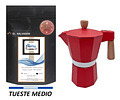 Pack Cafetera Italiana Moka 6 tazas y Café de Especialidad Tostado Medio Arábica 250 gr