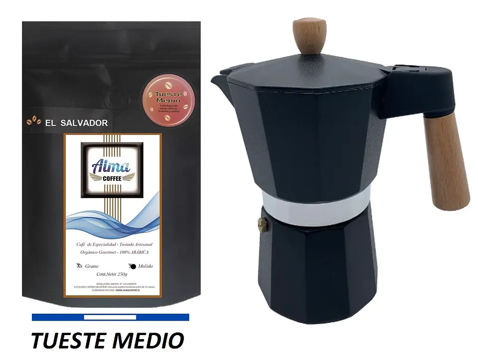 Pack Cafetera Italiana Moka 9 tazas y Café de Especialidad Tostado Medio Arábica 250 gr 2
