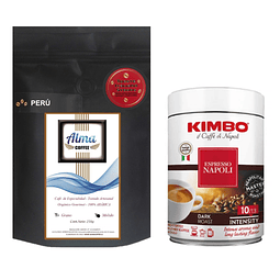 Café Especialidad Perú 100% Arábica y Kimbo Espresso Napoletano pack 2 unidades de 250 gr