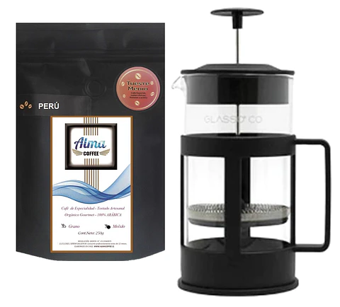 Cafetera Prensa Francesa GLASSO 1 lt y Café de Especialidad