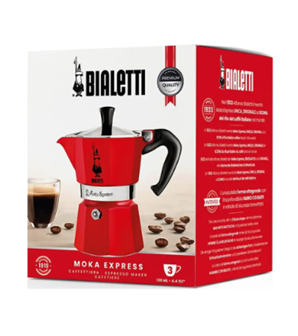 Cafetera Italiana BIALETTI Moka Express 3 tazas 130 ml Rojo 2