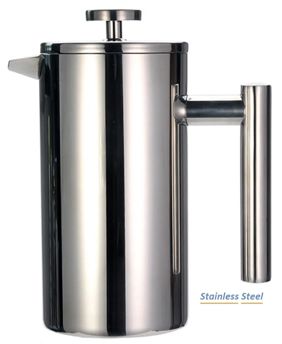 Cafetera Prensa Francesa 1 lt Acero Inoxidable de Doble Pared 2