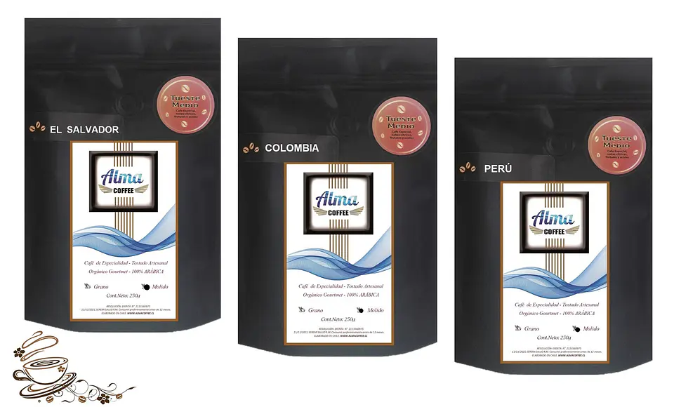 Café Especialidad Colombia, Perú, El Salvador 100% Arábica 
