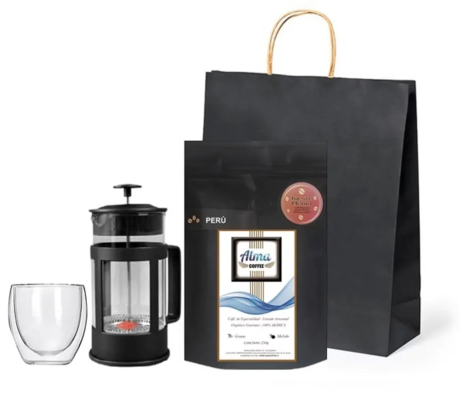 🎁 Regalo Cafetera Prensa Francesa 350 ml y Café Perú de Especialidad 250gr 1