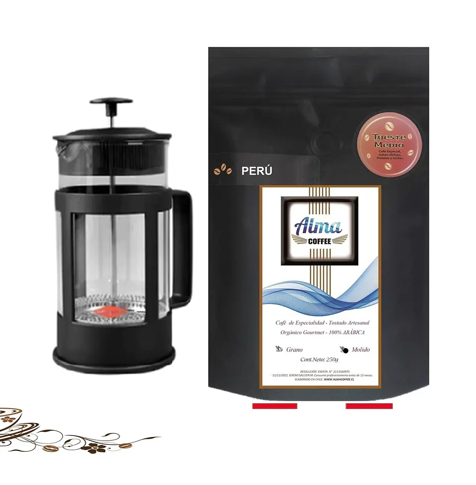 🎁 Regalo Cafetera Prensa Francesa 350 ml y Café Perú de Especialidad 250gr 3