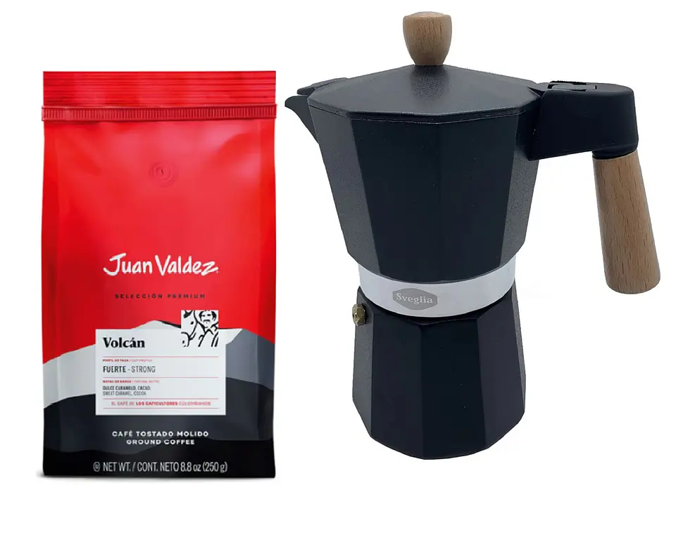 ☕️ Café Juan Valdez Volcán 250 gr Molido + Cafetera Italiana Moka 4