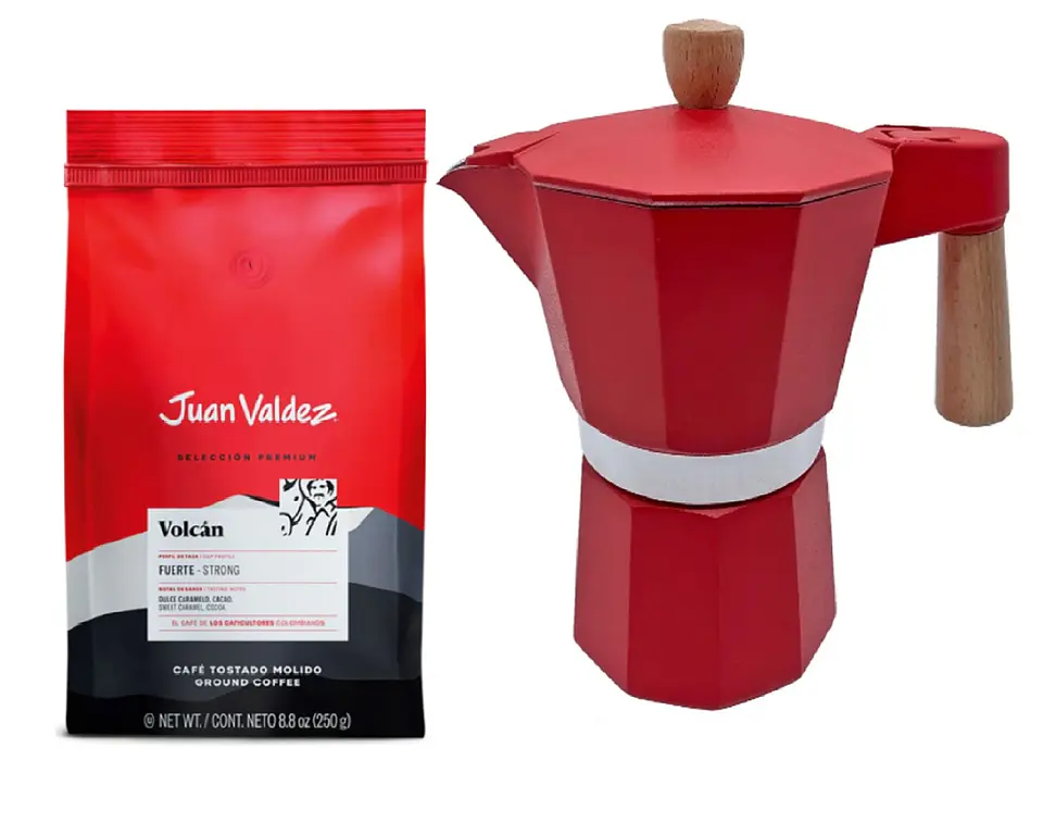 ☕️ Café Juan Valdez Volcán 250 gr Molido + Cafetera Italiana Moka 5