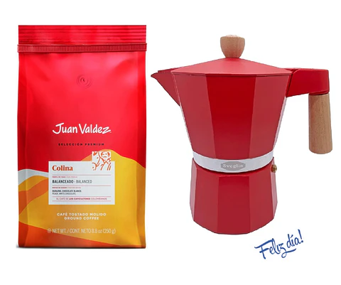 ☕️ Café Juan Valdez Colina 250 gr Molido + Cafetera Italiana Moka 