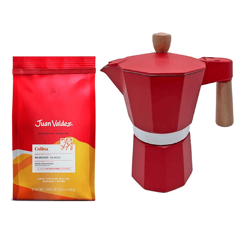 ☕️ Café Juan Valdez Colina 250 gr Molido + Cafetera Italiana Moka 