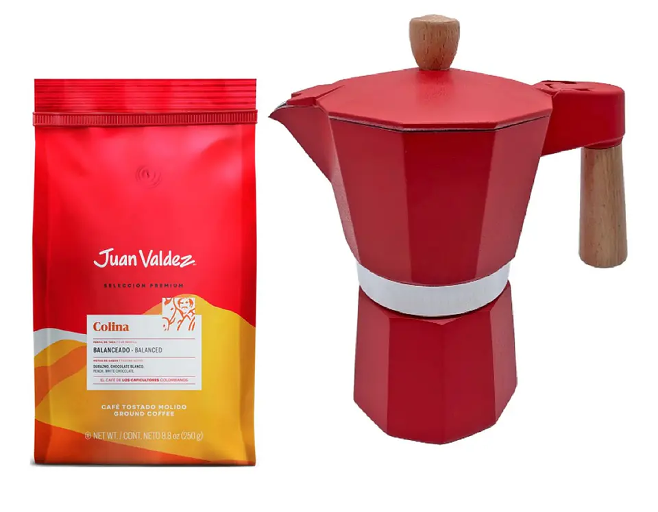 ☕️ Café Juan Valdez Colina 250 gr Molido + Cafetera Italiana Moka  4
