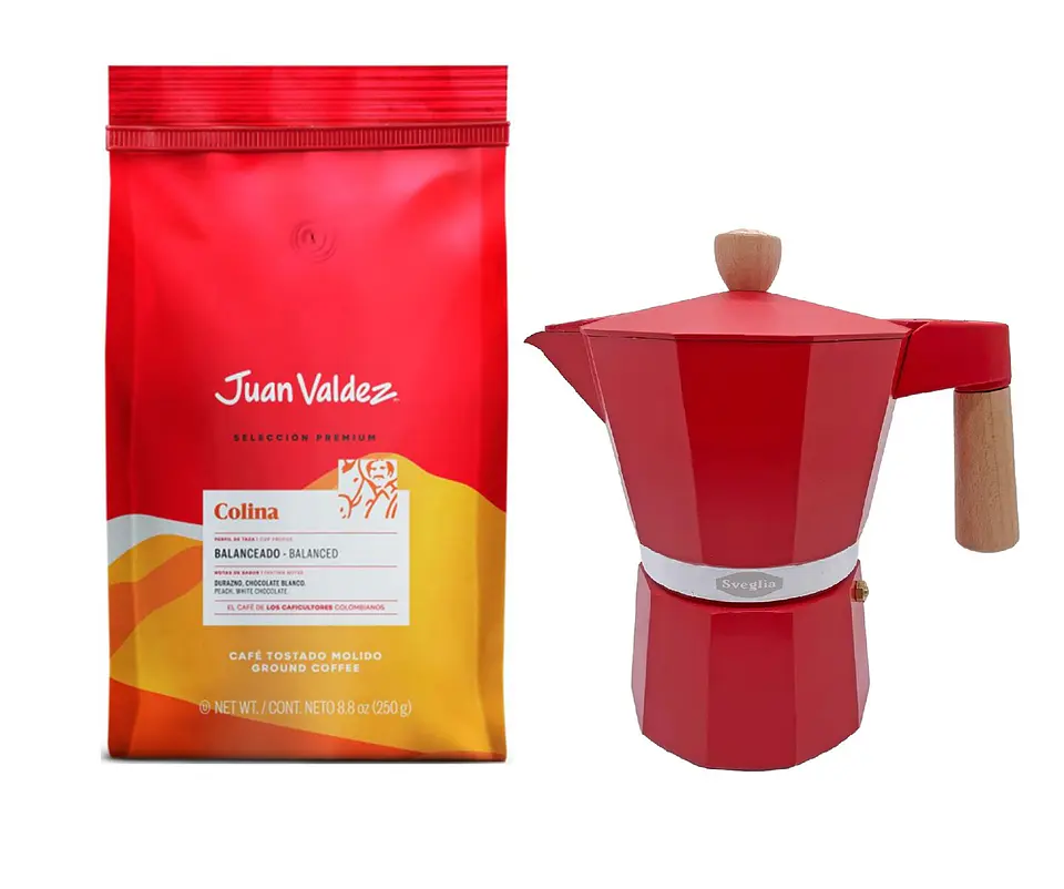 ☕️ Café Juan Valdez Colina 250 gr Molido + Cafetera Italiana Moka  6