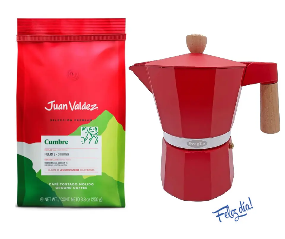☕️ Café Juan Valdez Cumbre Fuerte 250 gr Molido + Cafetera Italiana Moka 3