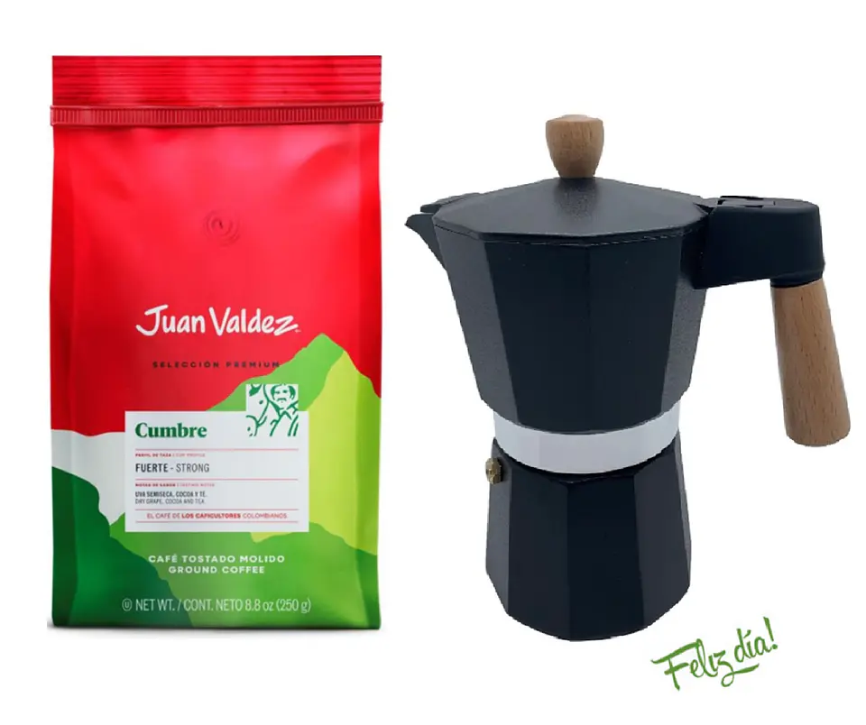 ☕️ Café Juan Valdez Cumbre Fuerte 250 gr Molido + Cafetera Italiana Moka 4