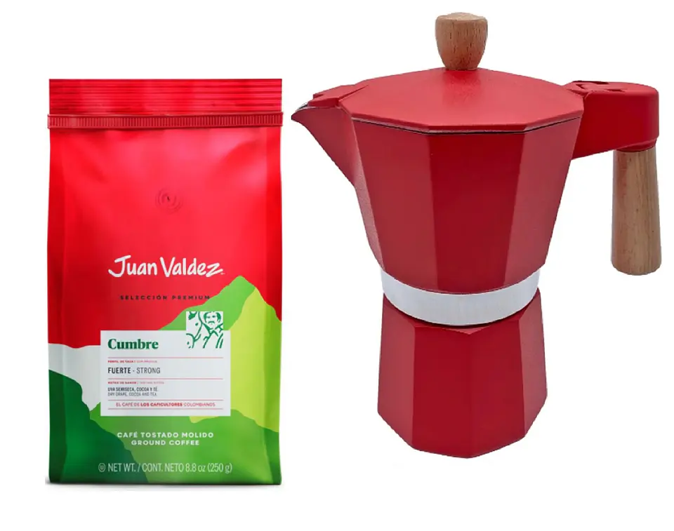 ☕️ Café Juan Valdez Cumbre Fuerte 250 gr Molido + Cafetera Italiana Moka 5