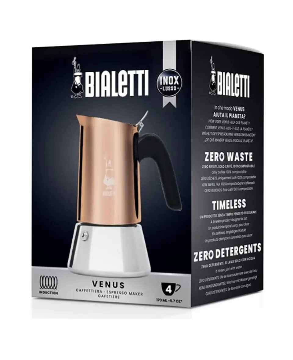 Cafetera Italiana BIALETTI Moka VENUS 4 tazas 170 ml Inducción color COBRE 2