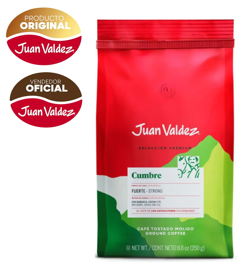 Café Juan Valdez Cumbre Fuerte 100% Arábica 250 gr Molido 2