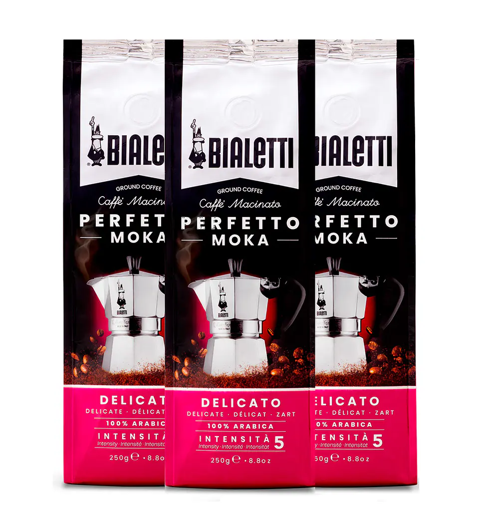 Café Bialetti Molido Perfetto Moka Delicado 3 unidades x 250 gr Arábica 100% 1