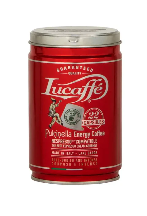 Café Lucaffe Pulcinella 22 Cápsulas compatible Nespresso ® en Tarro 100% Arábica