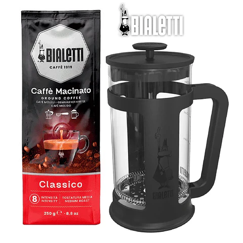Pack Bialetti Cafetera Prensa Francesa Smart 350 ml + café macinato 250gr a eleccion