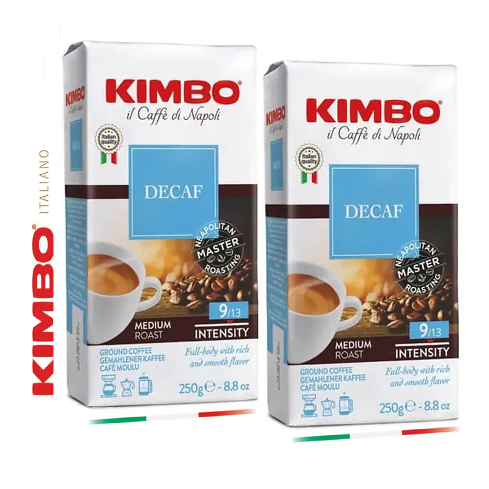 Café Kimbo Descafeinado Molido - Pack 2 unidades X 250 gr Bloque 1