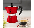 Cafetera Italiana BIALETTI Moka Express 3 tazas 130 ml Rojo