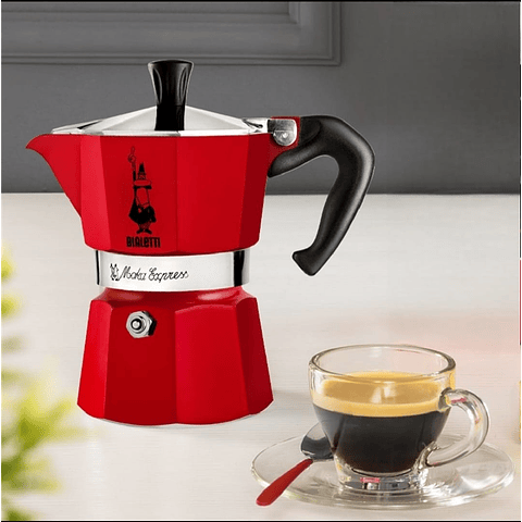Cafetera Italiana BIALETTI Moka Express 3 tazas 130 ml Rojo