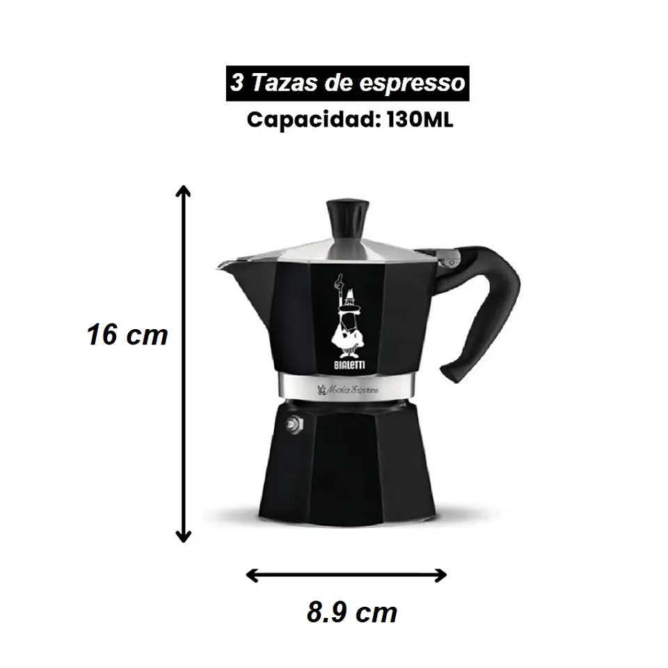 Cafetera Italiana BIALETTI Moka Express 3 tazas 130 ml Negra 2