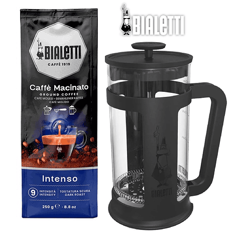 Pack Bialetti Cafetera Prensa Francesa Smart 350 ml + café macinato 250gr a eleccion