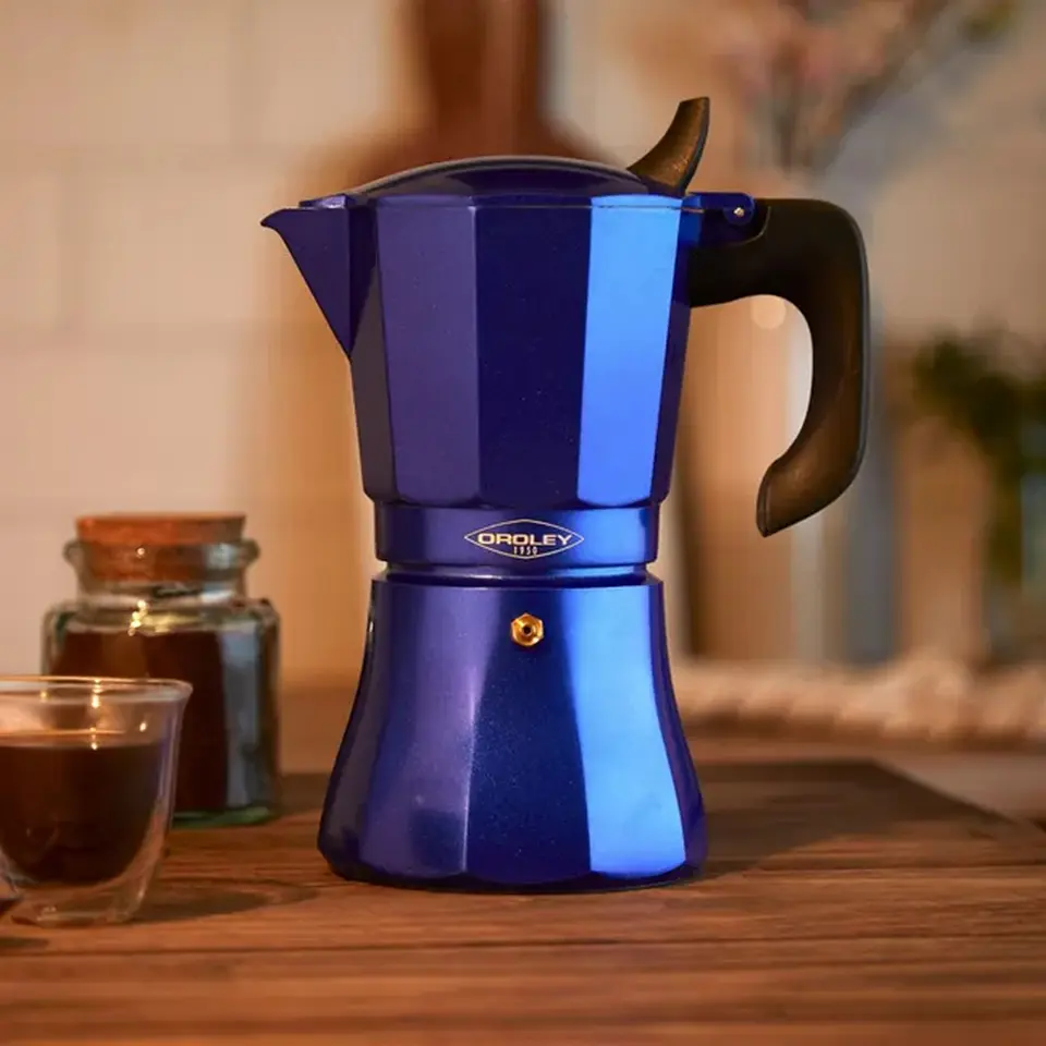 Cafetera Moka Italiana Express Petra Blue Inducción Oroley 6 Tazas 3