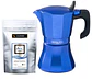 Cafetera Moka Italiana Petra Blue Inducción Oroley 6 Tazas + Café Especialidad 100gr - Miniatura 1