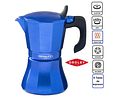 Cafetera Moka Italiana Petra Blue Inducción Oroley 6 Tazas + Café Especialidad Colombia