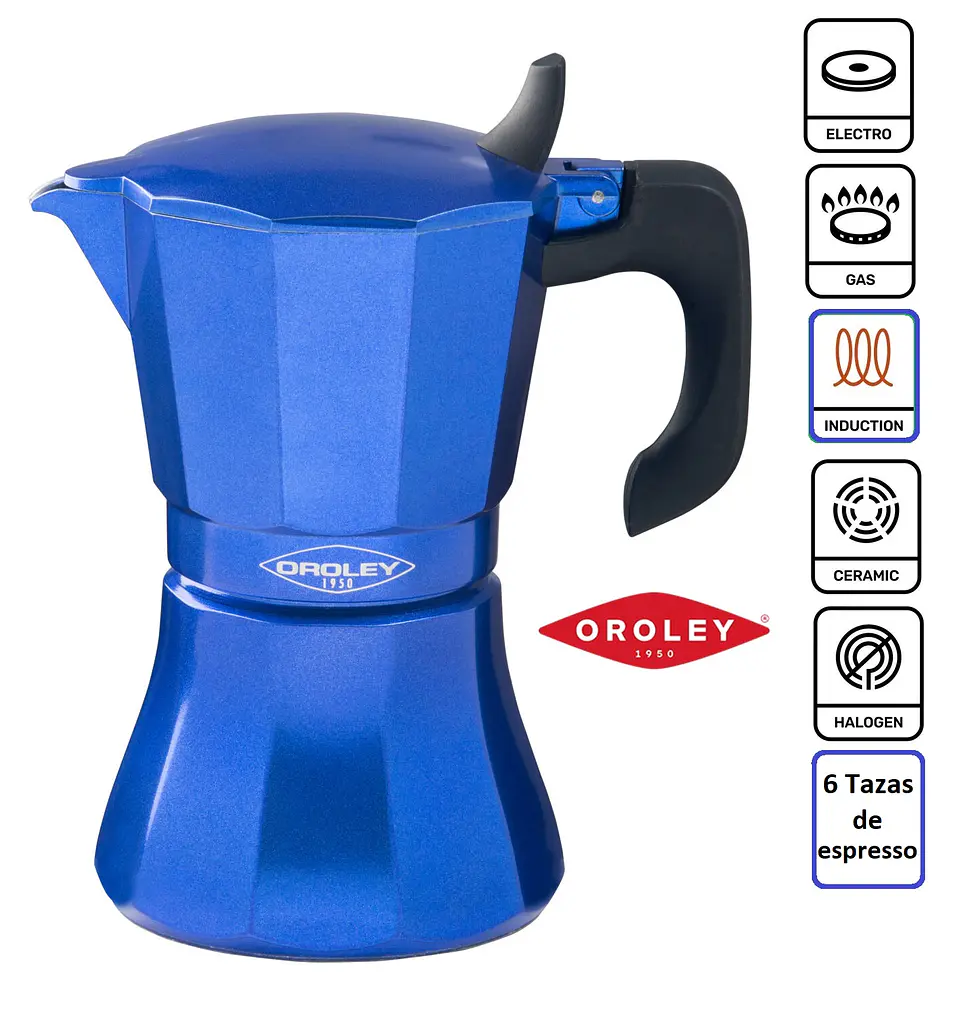 Cafetera Moka Italiana Petra Blue Inducción Oroley 6 Tazas + Café Especialidad 100gr 3