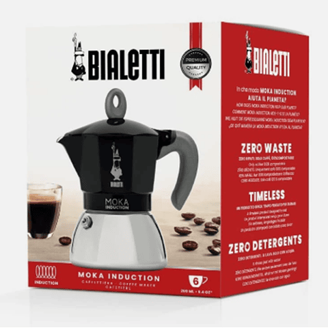 Cafetera Inducción Italiana BIALETTI Moka 6 Tazas Negra
